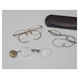 Rare Rimless w Chain &  Pin  Eyeglass Frames +