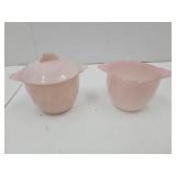 Fire King Pink Swirl Sugar Bowls 1 W Lid 3.5" H