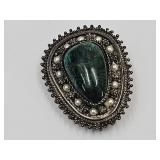 Sterling Silv er Brooch with Gems /  Stones