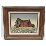 Hargrove Signed Framed Oil on Canvas Barn Art 23w