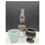 VTG Oil Lamp & 2 Planters