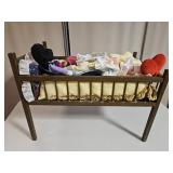 Doll Bed w Doll & Clothes 16"W x 25.5"L 11" H