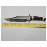 Damascus Trophy Stag Bowie Knife See Size