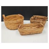 3 Longaberger Baskets Up To 8" L