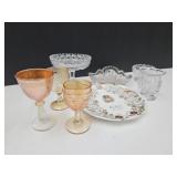 Cut Glass Lot, Peach Luster Stimware, Meyer