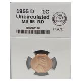 1955 D  1C UNC MS65 RD