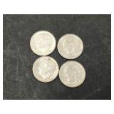 4 Silver Roosevelt Dime Coins