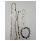 Costume Jewelry; Pearl Necklace, Braclets +