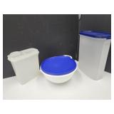 Tupperware Bowl 7"W, & Storage Containers