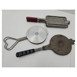 Gauffrette French Waffer Iron & VTG Cookie Press