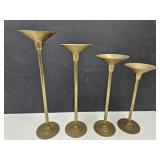 Set Of 4 Brass Candle Holders Up To 16" H