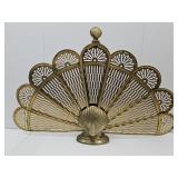 Brass Fireplace Peacock Screen Hollywood Regency