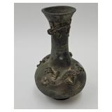 RARE Heavy Brass Oriental Dragon Vase 6 1/4