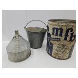 5 Gal MFB Can  &  Galvanized Pail & Funnel