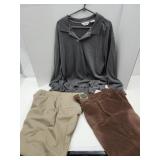 2 XL Long Sleeved Shirt, Khakis & Cords 36 x 32