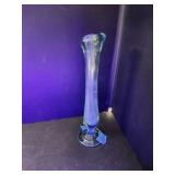 VTG Uranium Glass Bud Vase 8" h W CHIPS On Base