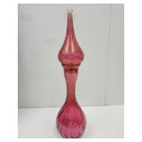 MCM Cranberry Glass Vase w Stopper 16"H  SEE STOP