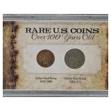 1905 Indian Head Penny & 1904 V Nickel Coins