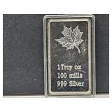 1 Troy Ounce 100 Mills .999 Silver