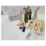 Lot of Bunnies, see Chip, VTG Dolly Hamper Dolls +