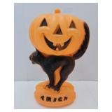 Vintage Halloween Cat Pumpkin Blow Mold 14.5" h