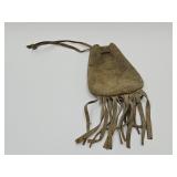 Leather Fringed Pouch Bag  See Size