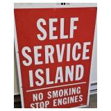 Metal  Gas Station SELF SERVICE  Sign 24 x 36" h