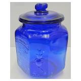 Large Glass Cobalt Peanuts Jar with Lid