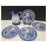 Johnson Plates,Staffordshire Pitcher CHIP PAINTED