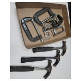 Lot Of C Clamps & Hammers