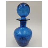Blenko Crackle Glass Decanter Bottle w Stopper 7"h