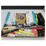 Office Supplies, Markers, Stampler +