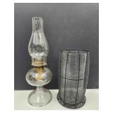 Metal Lantern w Glass Candleholder 10.5"H & Lamp