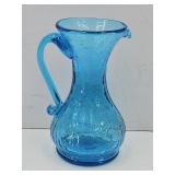 Hand Blown Blue Crackle Glass Vase