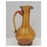VTG Amber Crackle Glass Cruet 6" H