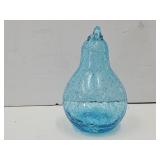 Vintage Crackle Glass Pear Paperweight 4 3/4" H