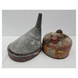 Large Galvanized Funnel & Gas Can