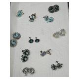 Vintage Sterling Silver & 10 Costume Earrings