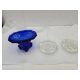 VTG Cobalt Blue  Vase & 2 Flower Frogs
