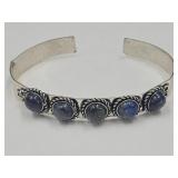 925 Silver Blue Lapis Cuff  Bracelet