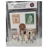 German WWII Stamps & Bronze Coins Set