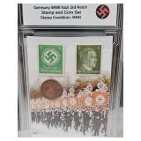 German WWII Stamps & Bronze Coins Set