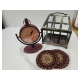 Home Decor- 11"H Mini Greenhouse, Metal Clock,+
