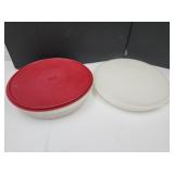 2 Round Tupperware Savers up to 12"D-1 Divided