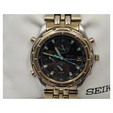 Working Seiko Mens Chronograph Alarm Time Tachym
