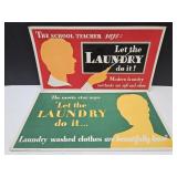 2 Vintage Laundry Cardboard Signs 20.5 x 11"