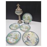 Chinese Garden Plates, Oriental Plate & Compote