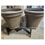 Two 21" Diameter 18" H Garden Pots