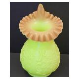 Uranium Burmese Fenton Glass Jack On a Pulpit 8.5
