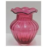 Cranberry  Art Glass Vase  9" h